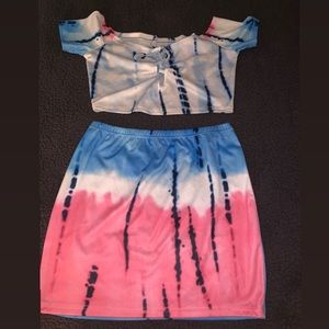 Off the shoulder cropped shirt & matching skirt